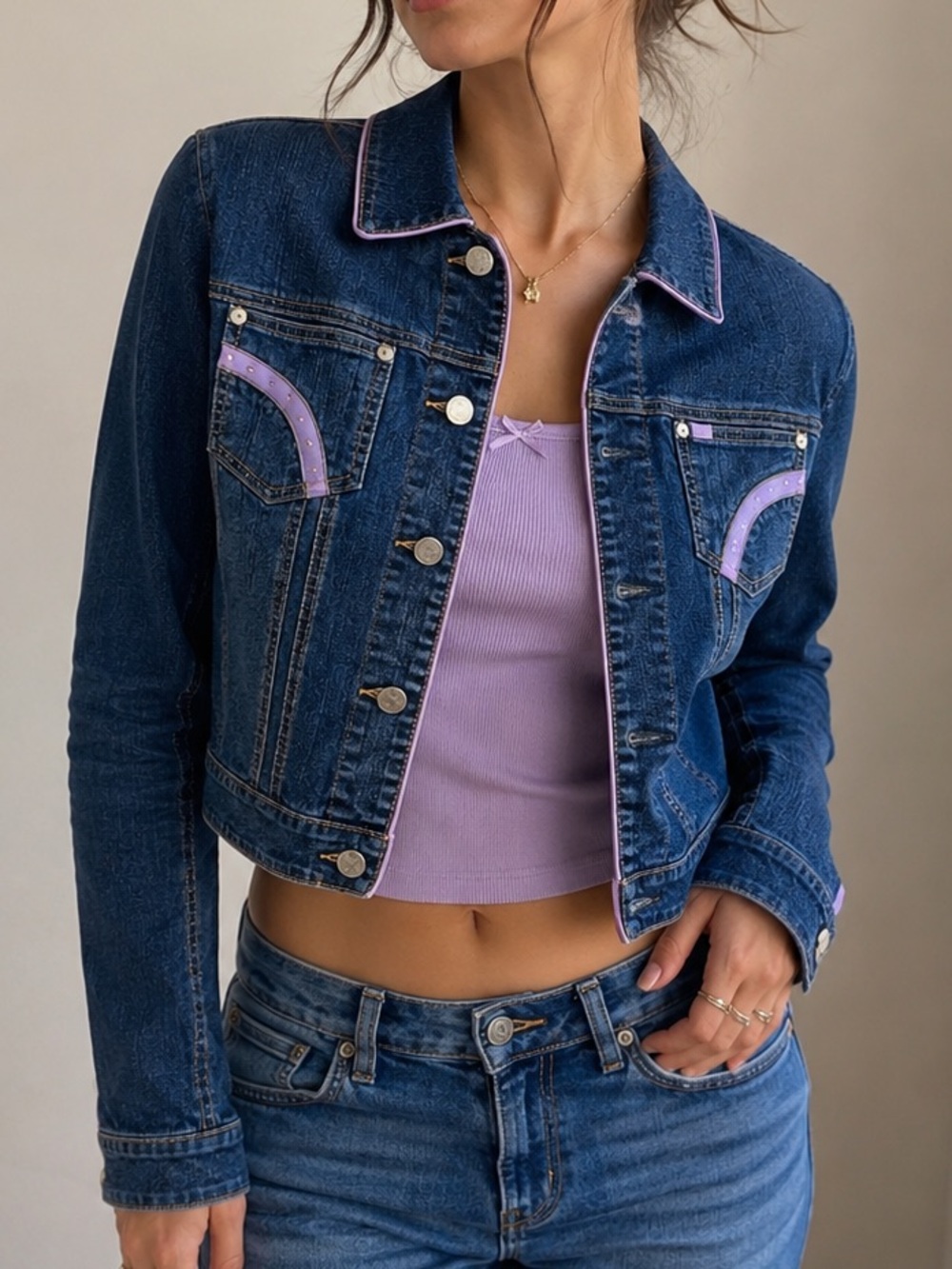Authentic Vintage Y2K Lady Enyce Cropped Denim Jacket XL